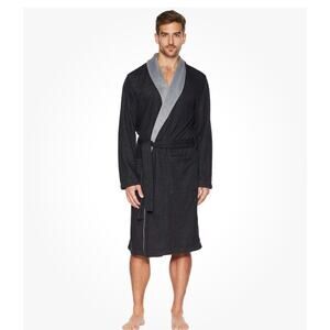 UGG Men's Robinson Robe Black Heather Grey Lined 1096932 Size M/L Long Sleeve